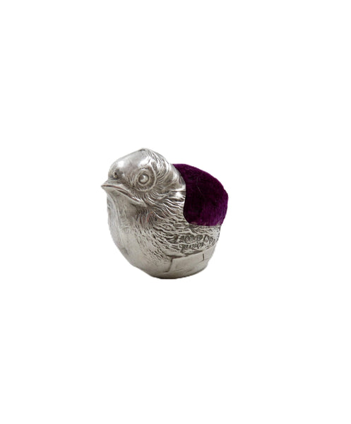 Antique Edwardian Sterling Silver Chick / Bird Pin Cushion 1909