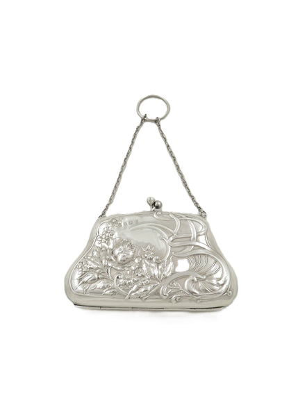 Antique Art Nouveau Sterling Silver Purse 1910