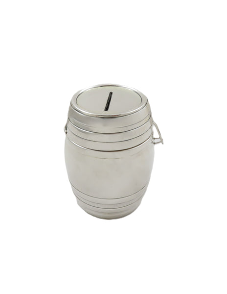 Antique George V Sterling Silver 'Barrel' Money Box 1920