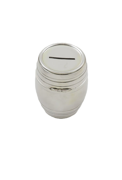 Antique George V Sterling Silver 'Barrel' Money Box 1920