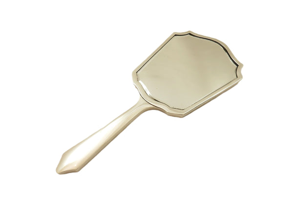 Antique Art Deco Sterling Silver & Gold Enamel Hand Mirror 1934
