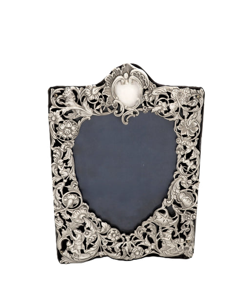 Antique Victorian Sterling Silver 'Heart' Photo Frame 1895