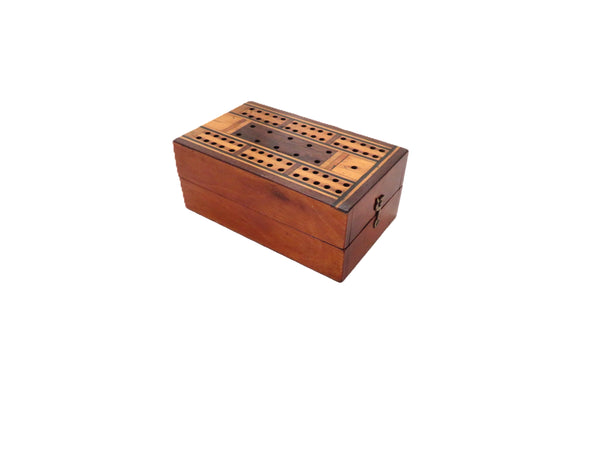 Antique Victorian Inlaid Cribbage Box c1880