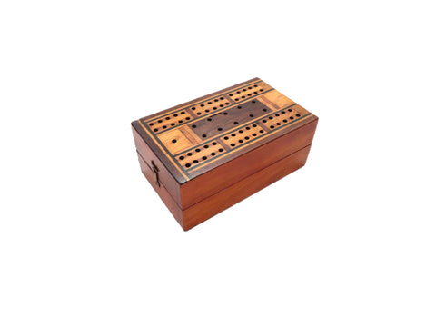 Antique Victorian Inlaid Cribbage Box c1880