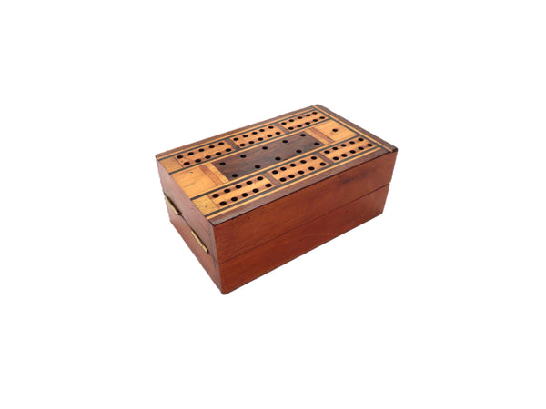 Antique Victorian Inlaid Cribbage Box c1880