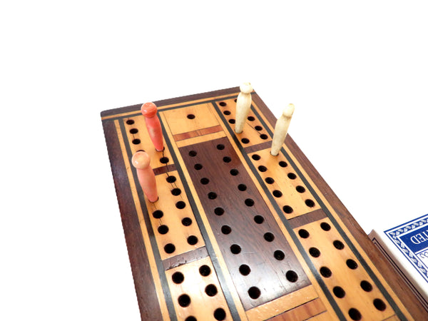 Antique Victorian Inlaid Cribbage Box c1880
