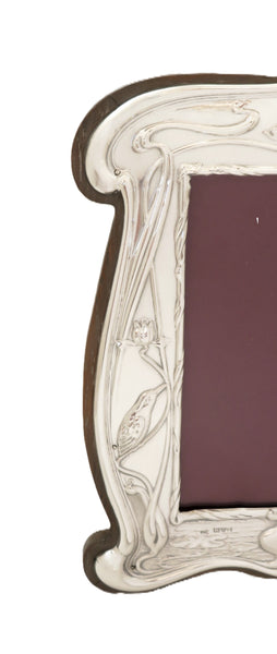 Antique Art Nouveau Sterling Silver 'Kingfisher' Photo Frame 1905