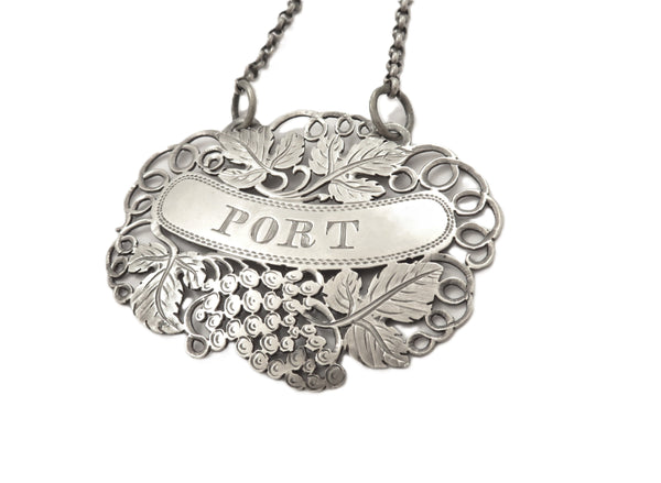 Antique Georgian Sterling Silver 'Port' Label 1825