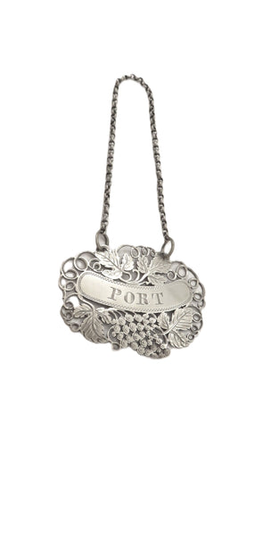 Antique Georgian Sterling Silver 'Port' Label 1825