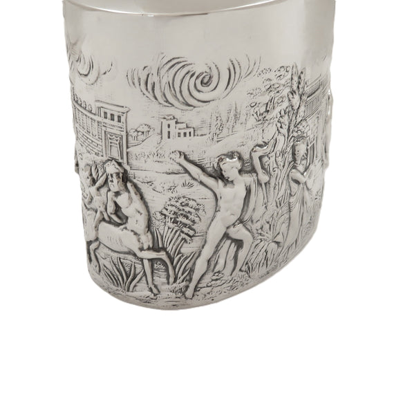 Antique Edwardian Sterling Silver Caddy with Roman Scenes 1901