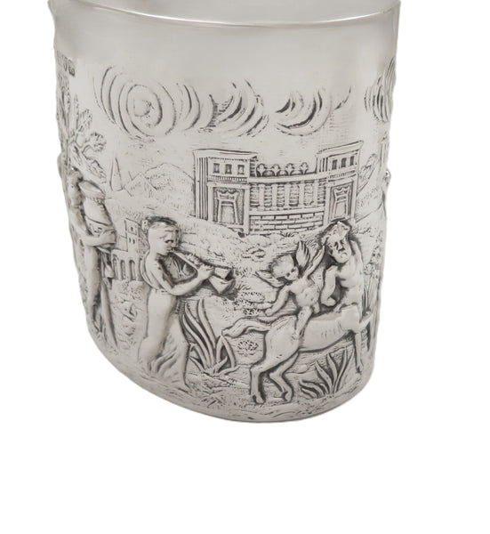 Antique Edwardian Sterling Silver Caddy with Roman Scenes 1901