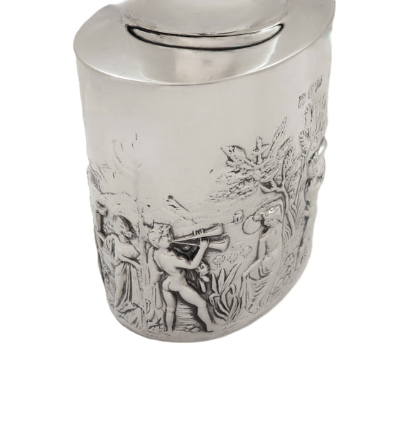 Antique Edwardian Sterling Silver Caddy with Roman Scenes 1901