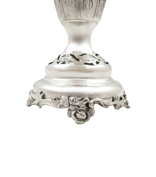 Pair of Antique Edwardian Sterling Silver 8" Vases 1902