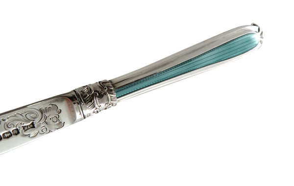 Antique Sterling Silver & Bluey/Green Enamel Letter Knife 1933