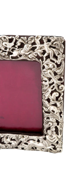 Antique Edwardian Sterling Silver Landscape Photo Frame 1901