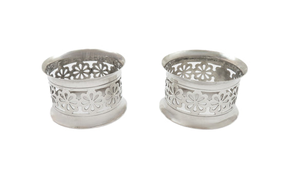 Pair of Antique Edwardian Sterling Silver Napkin Rings in Case 1907