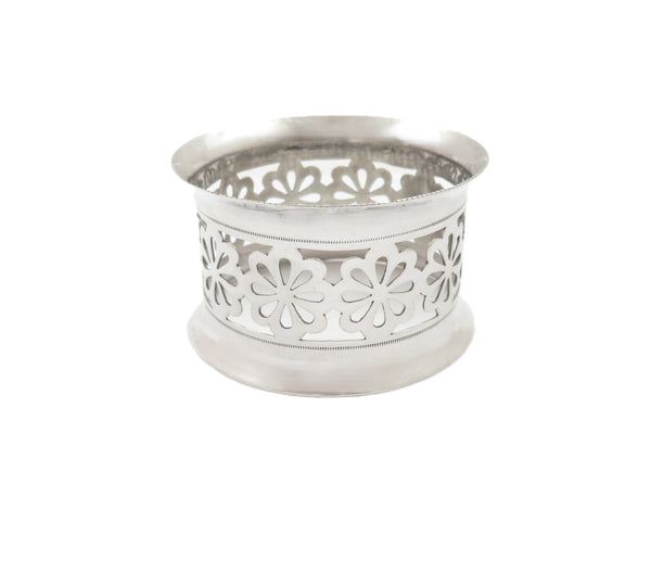 Pair of Antique Edwardian Sterling Silver Napkin Rings in Case 1907