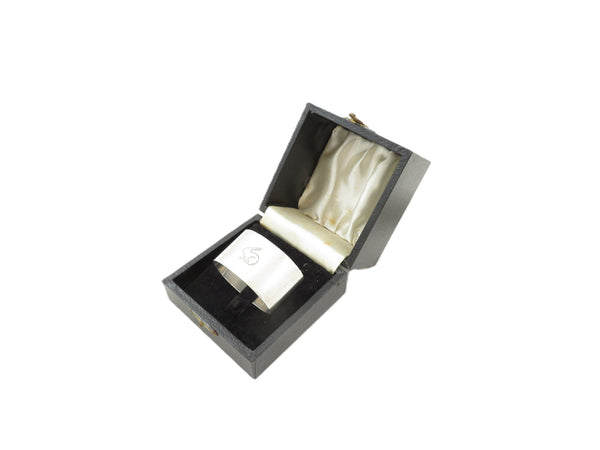 Antique George VI Sterling Silver 'Rabbit' Napkin Ring in Case 1938