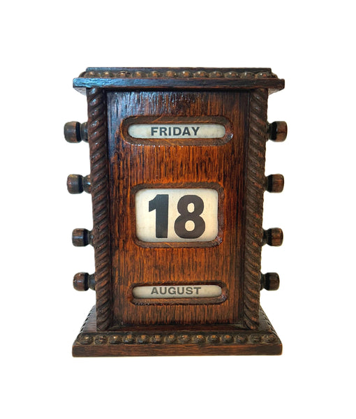 Antique Victorian Oak 6" Perpetual Calendar c1880