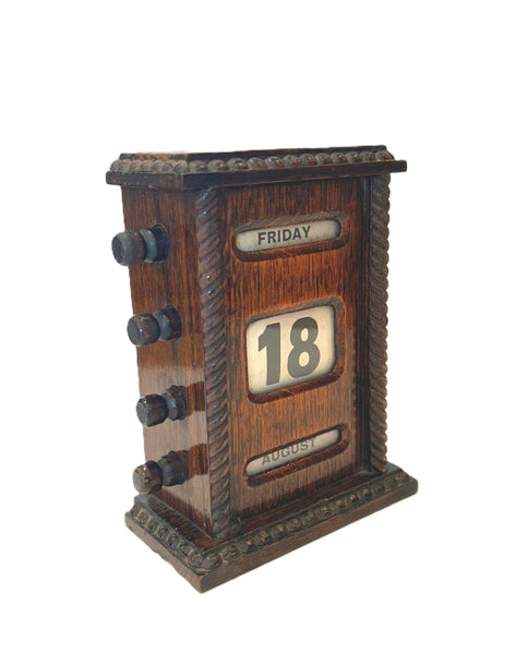 Antique Victorian Oak 6" Perpetual Calendar c1880