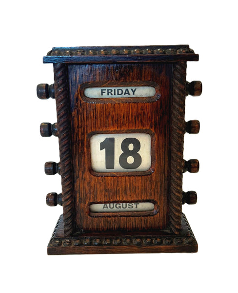 Antique Victorian Oak 6" Perpetual Calendar c1880