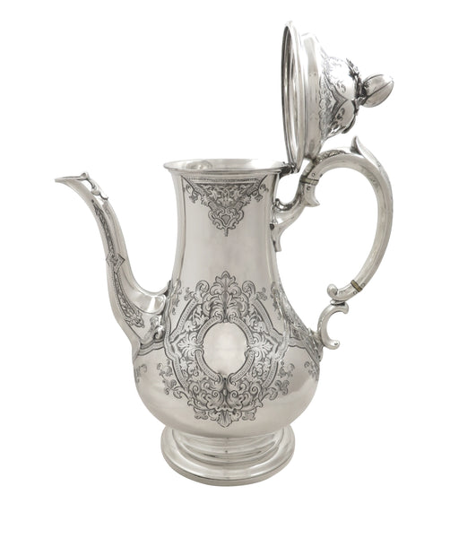 Antique Victorian Sterling Silver Coffee Pot 1858 - Tutum Refugium
