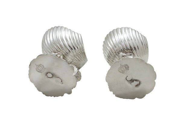 Pair of Antique Silver Plated Dolphin & Shell Salts c1880