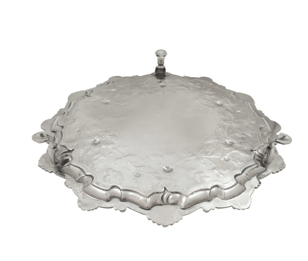 Antique Victorian Sterling Silver 11" Tray / Salver 1846