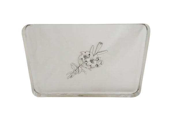 Antique Edwardian Sterling Silver Dressing Tray with Flowers 1907