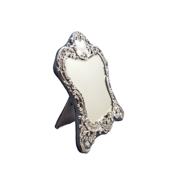 Antique Victorian Sterling Silver 8" Mirror 1898