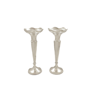 Pair of Antique George V Sterling Silver 7" Vases 1920