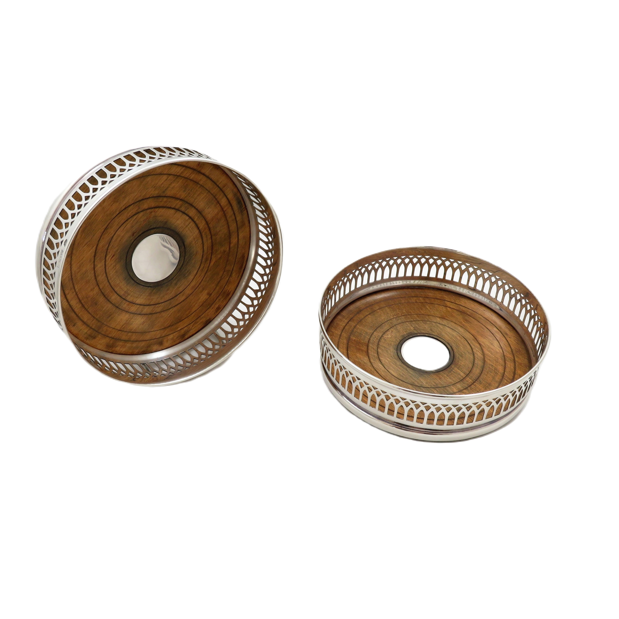 Pair of Vintage Sterling Silver Wine /Champagne Coasters 1970