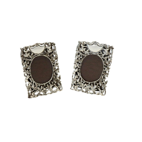 Pair of Antique Victorian Sterling Silver 3" Photo Frames 1887/1888