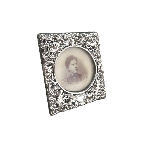 Antique Late Victorian Sterling Silver 'Cherubs' Photo Frame 1900