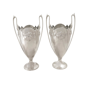 Pair of Antique Edwardian Sterling Silver Vases 1907