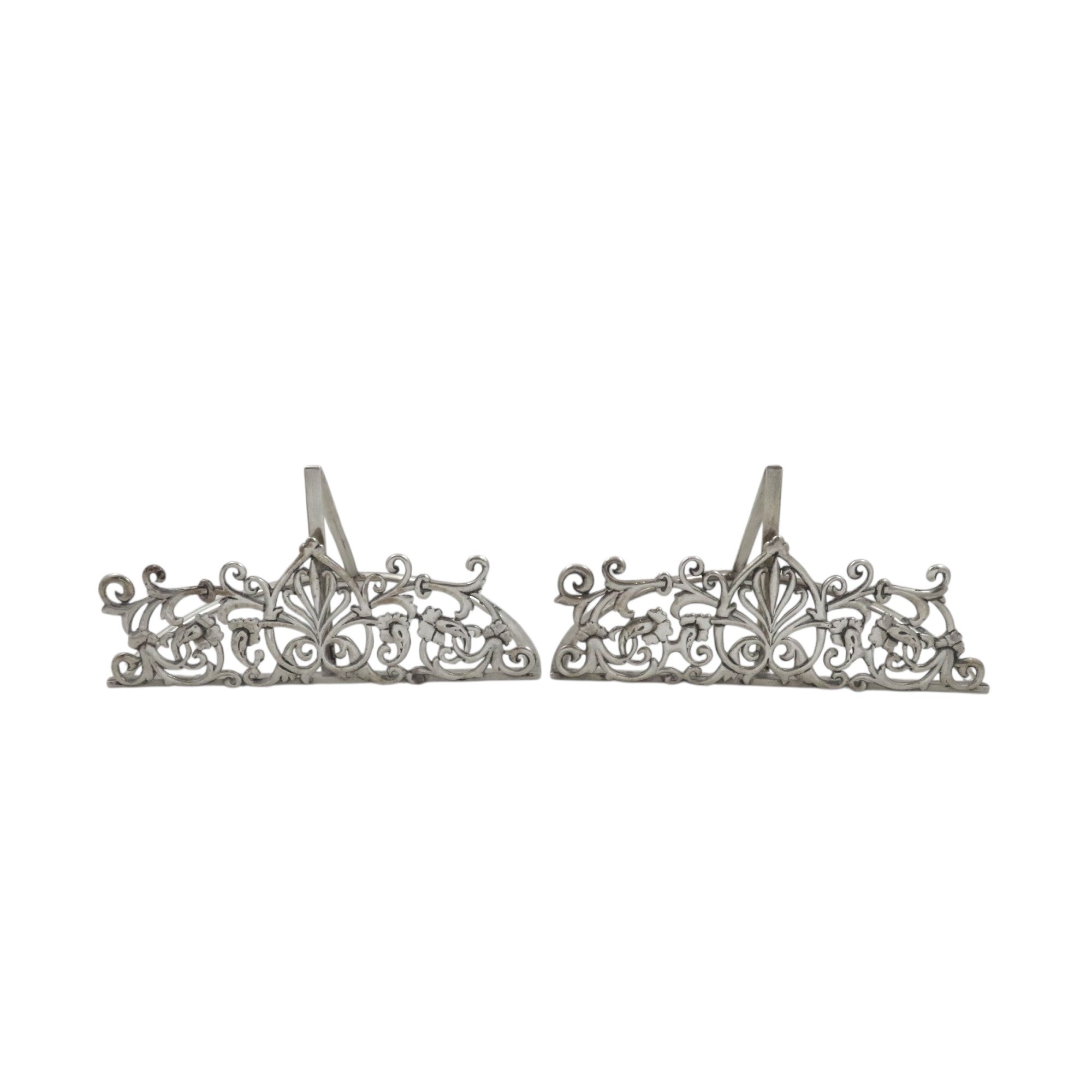 Pair of Antique Victorian Sterling Silver Menu / Name Card Holders 1900