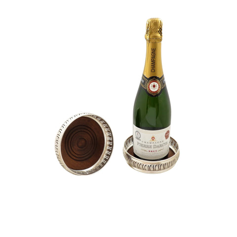 Pair of Vintage Sterling Silver Wine / Champagne Coasters  1972