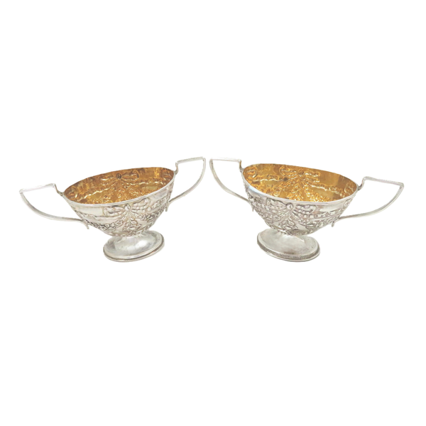 Pair of Antique Victorian Sterling Silver Salts 1899