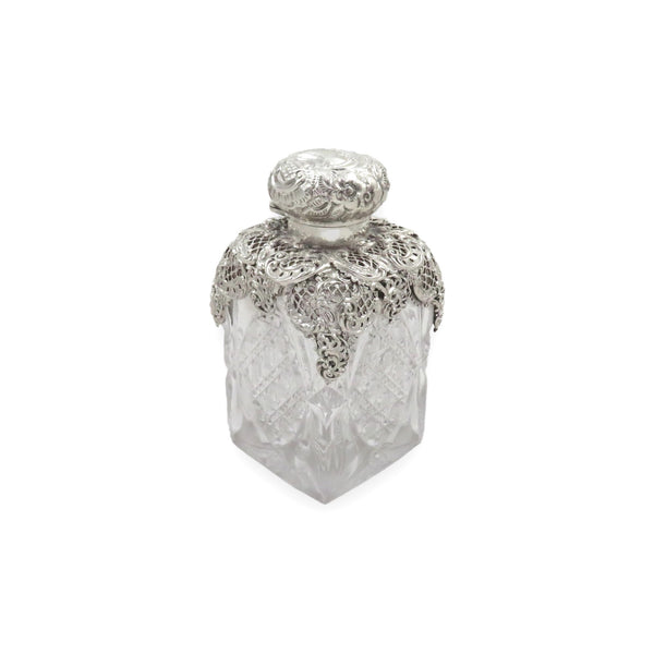 Antique Victorian Sterling Silver 5 1/2" Perfume / Scent Bottle 1896