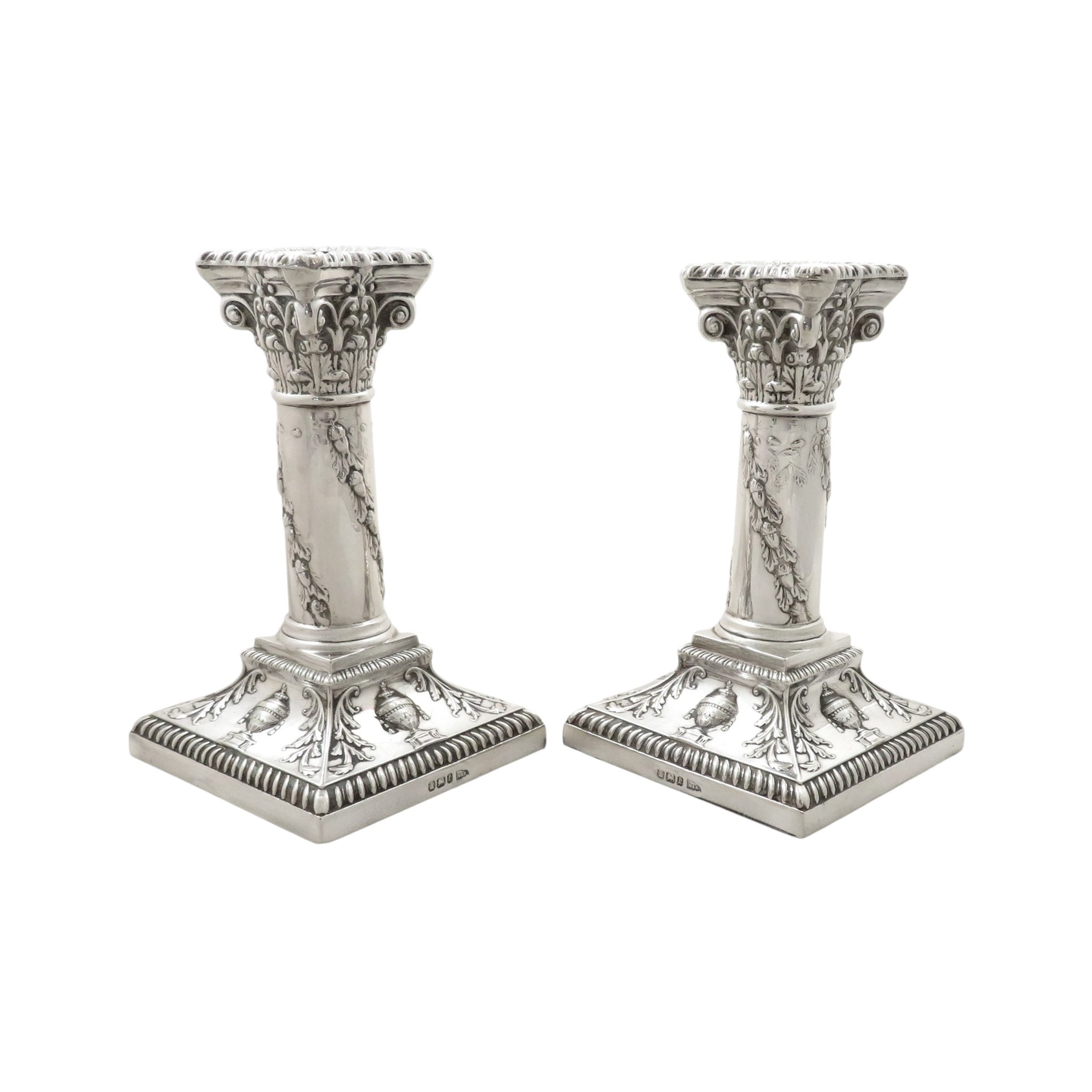 Pair of Antique Victorian Sterling Silver Candlesticks 1897