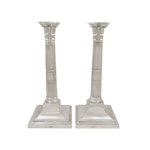 Pair of Antique Victorian Sterling Silver 11" Candlesticks 1886