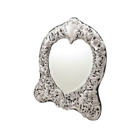 Antique Victorian Sterling Silver Dressing Table Mirror - Cherubs & Birds 1899