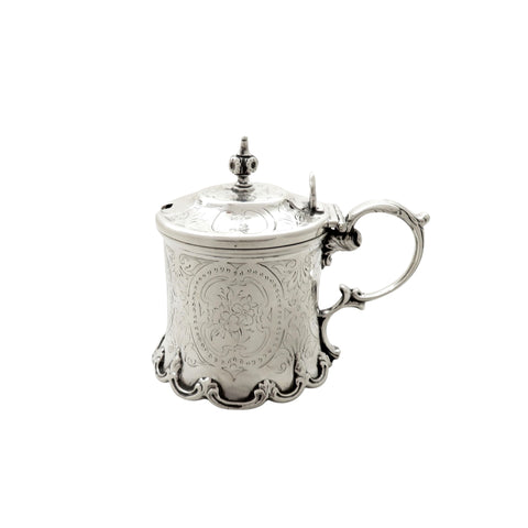 Antique Victorian Sterling Silver Mustard Pot with Liner 1860