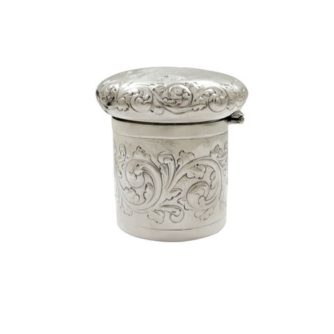 Antique Victorian Sterling Silver Vanity Pot with Scenes 1884