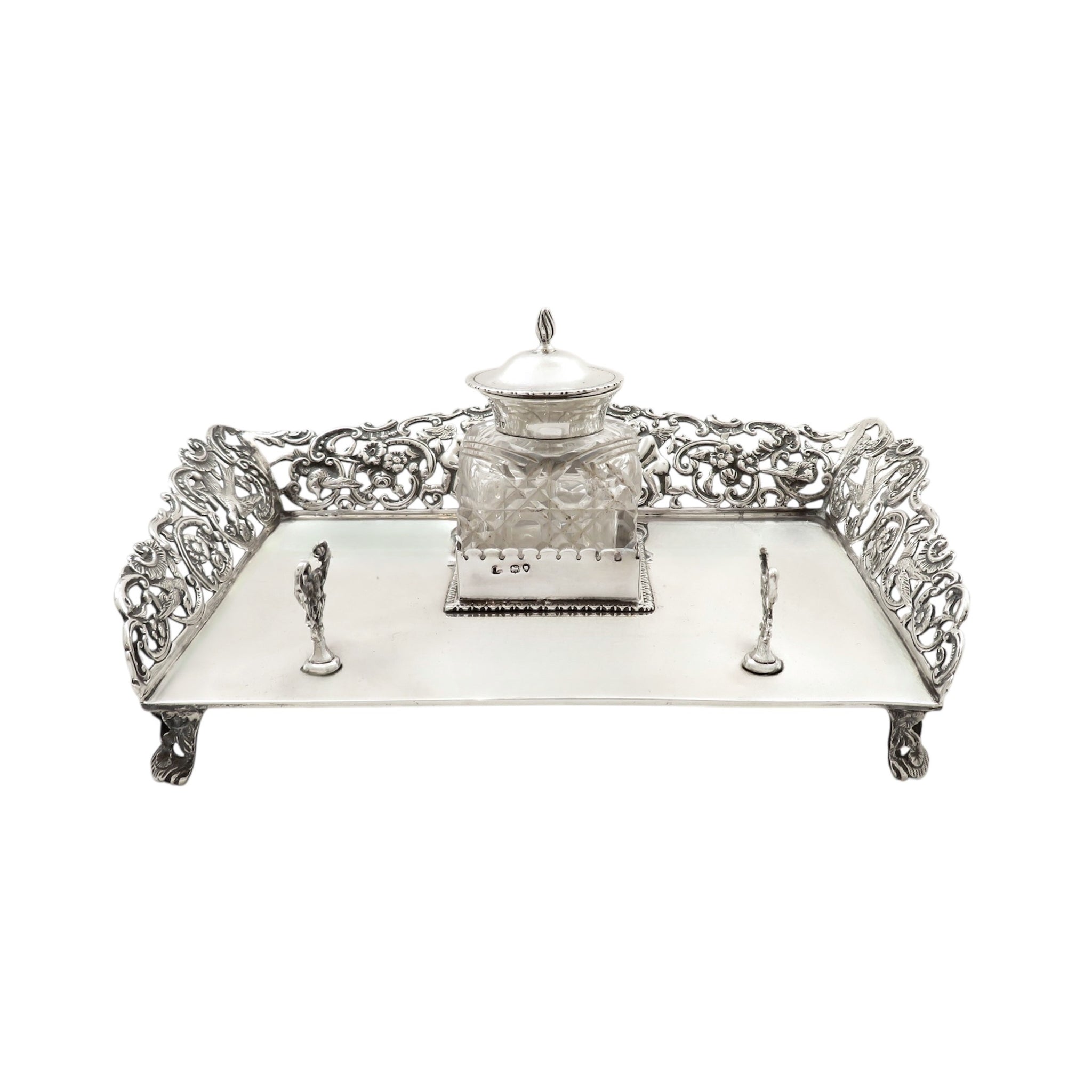 Antique Victorian Sterling Silver Inkstand 1894
