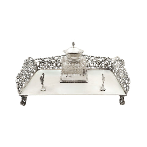 Antique Victorian Sterling Silver Inkstand 1894
