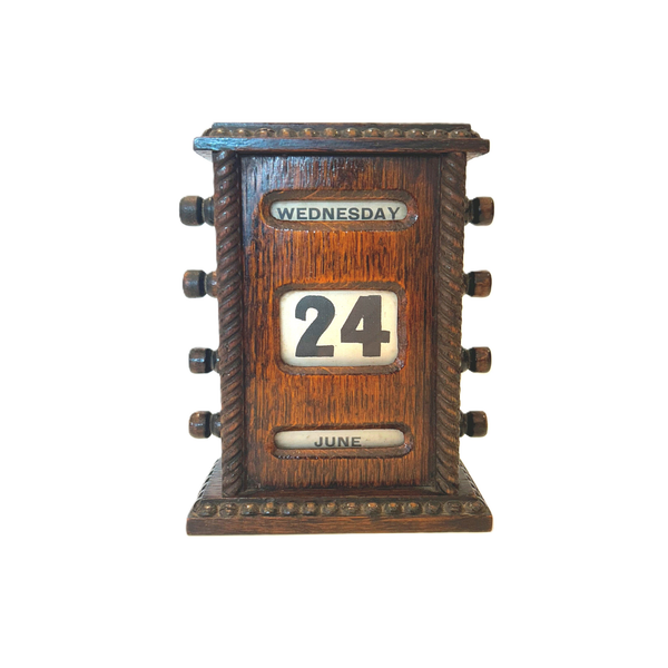 Antique Victorian Oak 6" Perpetual Calendar c1880