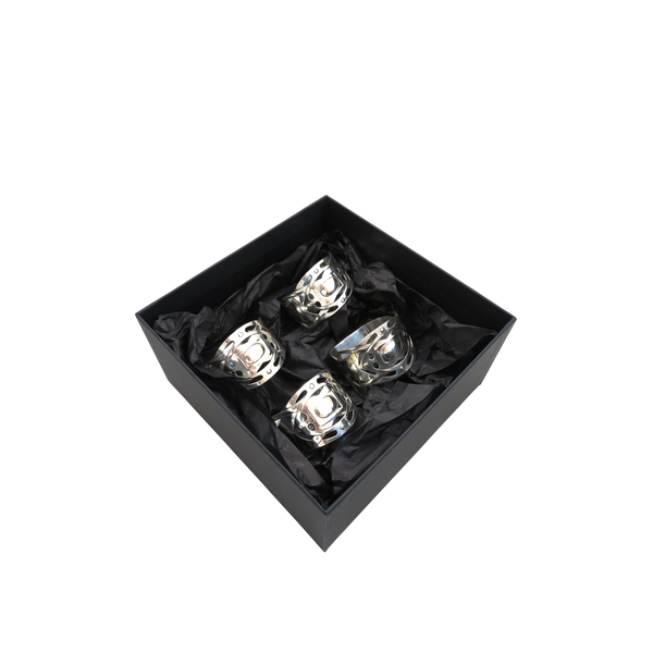Set of 4 Antique Edwardian Sterling Silver Napkin Rings 1905