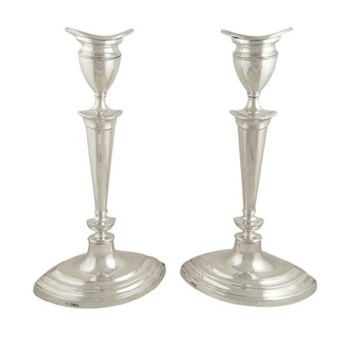 Pair of Antique George V Sterling Silver 9 1/2" Candlesticks 1915