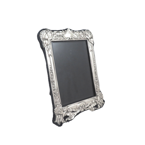 Antique Art Nouveau Sterling Silver 8" Photo Frame 1903